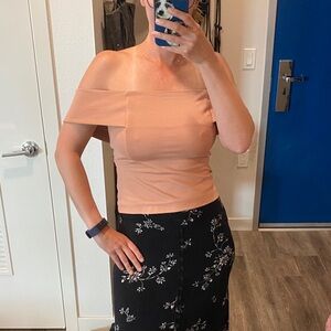 Anthropologie Deletta strapless off the shoulder top beige dusty pink small